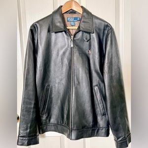 NWOT Vintage POLO by Ralph Lauren Lambskin Black Leather Jacket Men's Size S